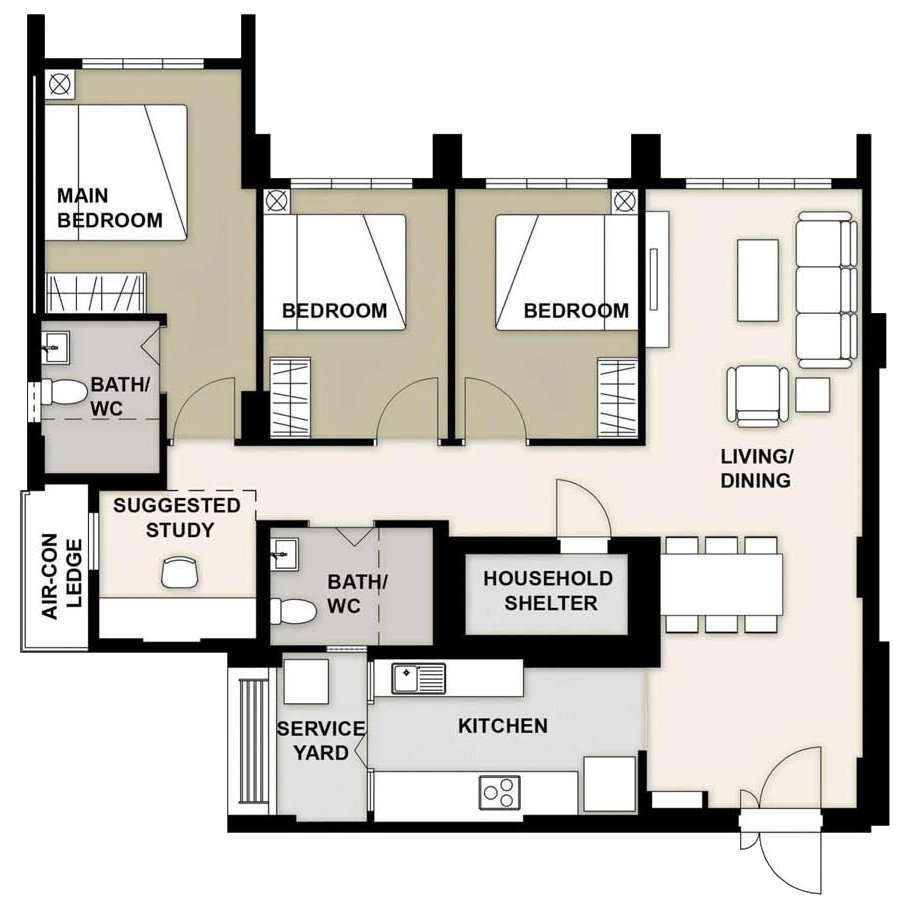 4-Room Floor Plan