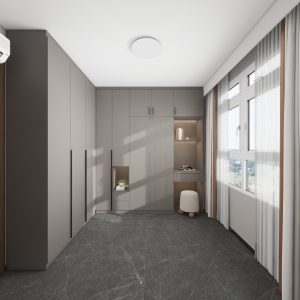 Bedroom 2 Space Saving Beds with Casement Wardrobe with Open Shelves (15.5 feet)