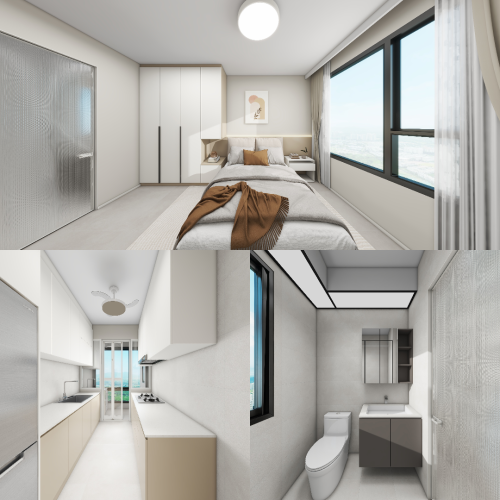 Grove Spring 4-Room Design B (Kitchen, Master Bedroom, and Bathroom Cabinets)