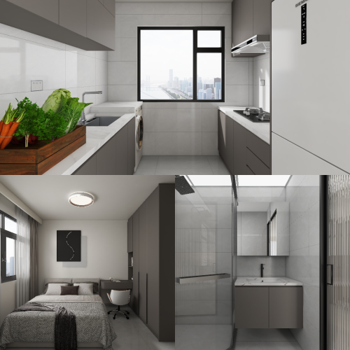 Punggol Point Cove 2-Room Design C (Kitchen, Master Bedroom, and Bathroom Cabinets)
