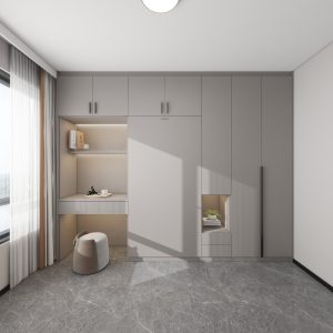 Bedroom 2 Space Saving Beds with Casement Wardrobe with Open Shelves with Study Table  (11.5 feet)