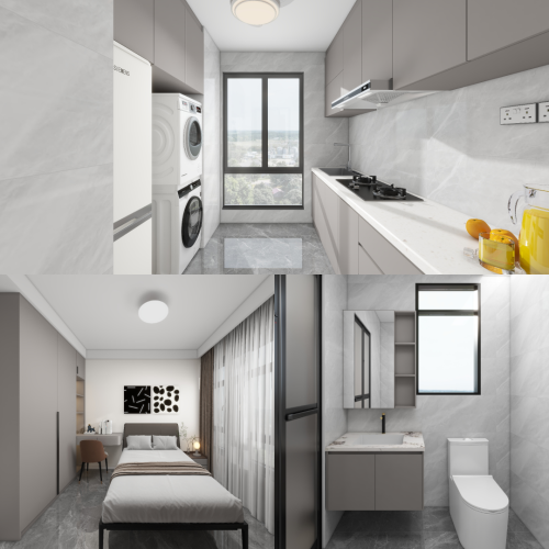 Hougang Citrine 2-Room Design C (Kitchen, Master Bedroom, and Bathroom Cabinets)