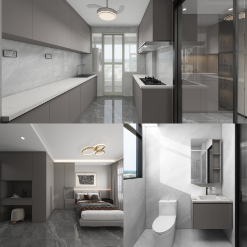 Hougang Citrine 4-Room Design C (Kitchen, Master Bedroom, and Bathroom Cabinets)