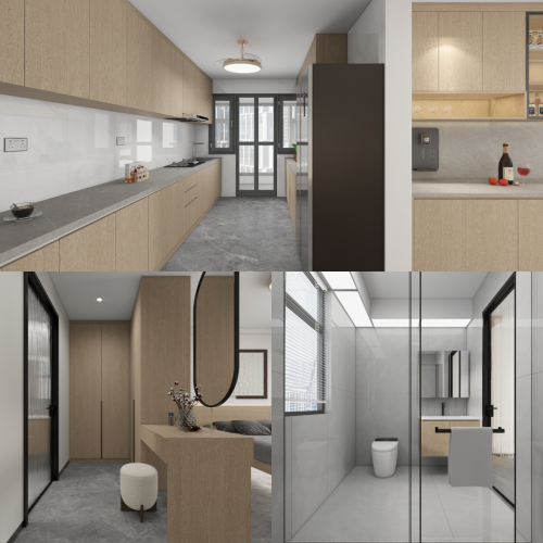 Tampines Green Emerald 5-Room Design B (Kitchen, Master Bedroom, and Bathroom Cabinets)
