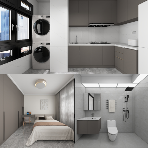 Tampines Green Emerald 2-Room Design C (Kitchen, Master Bedroom, and Bathroom Cabinets)