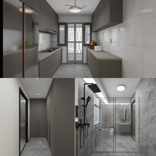 Tampines Green Emerald 4-Room Design C (Kitchen, Master Bedroom, and Bathroom Cabinets)