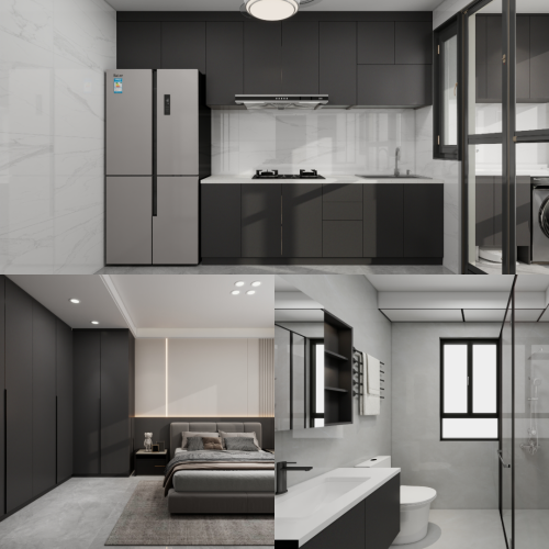 Tampines Green Opal 4-Room Design C (Kitchen, Master Bedroom, and Bathroom Cabinets)
