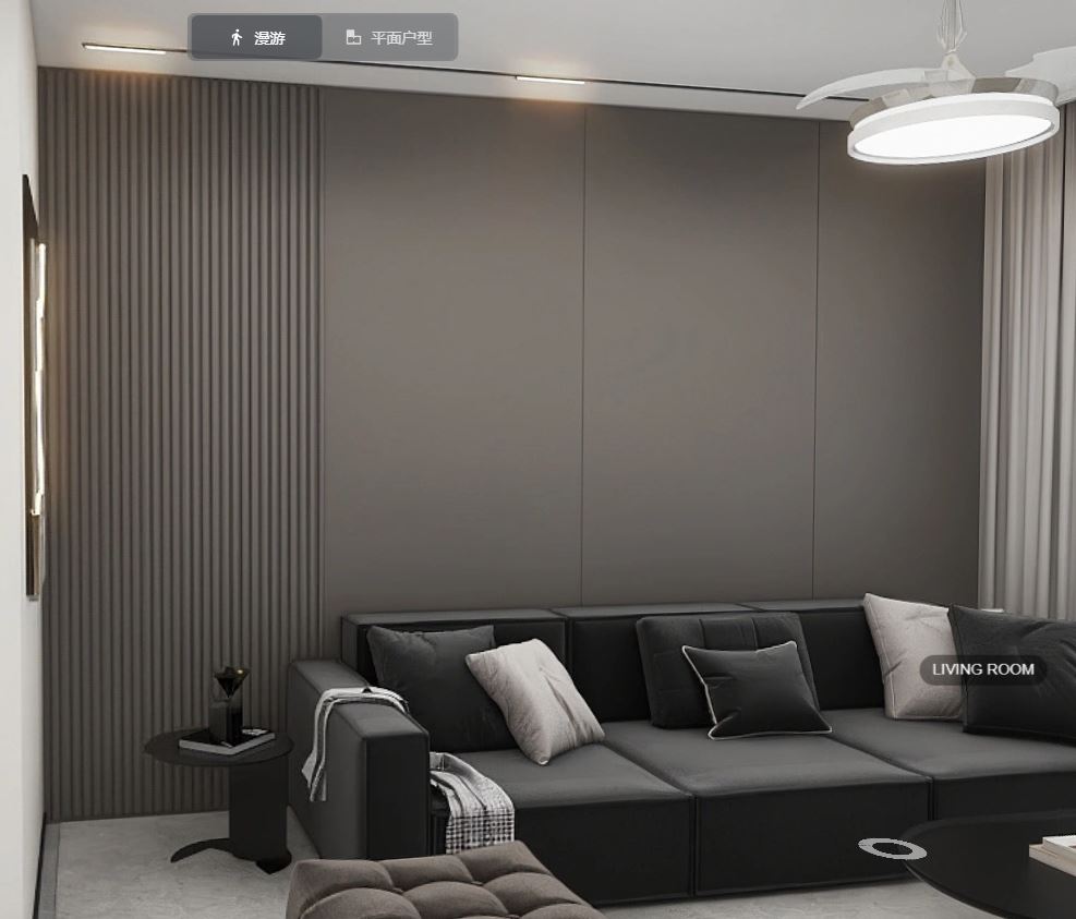 Living sofa behind Feature Wall