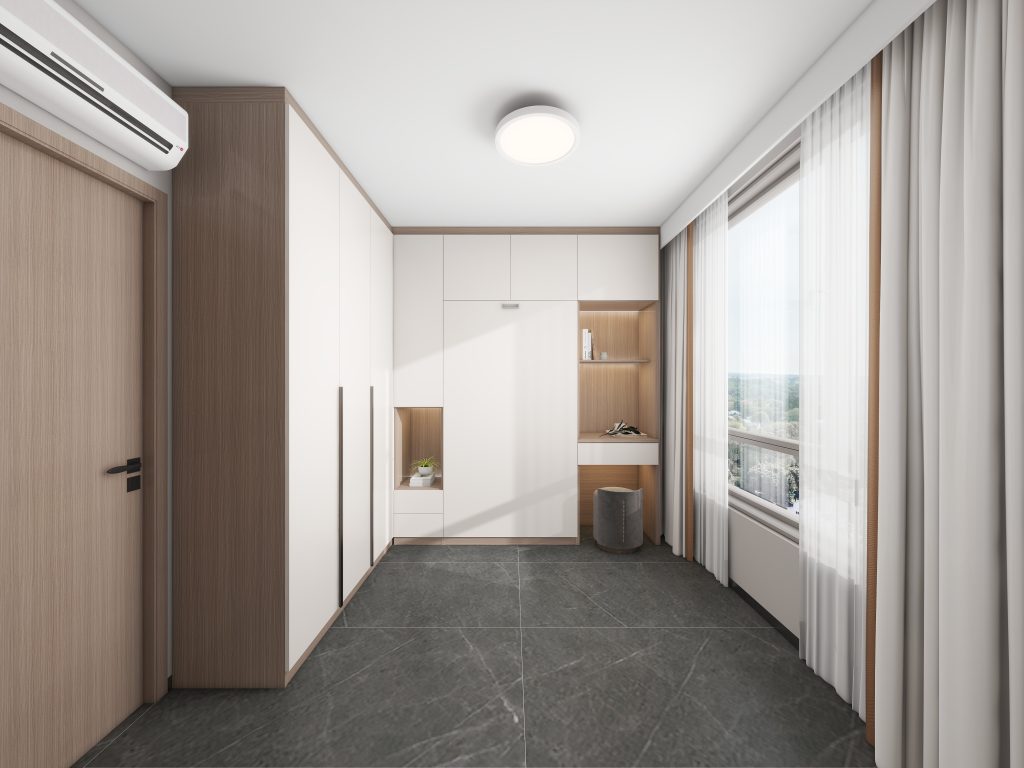 Bedroom 2 Space Saving Beds with Casement Wardrobe with Open Shelves (15.5 feet)