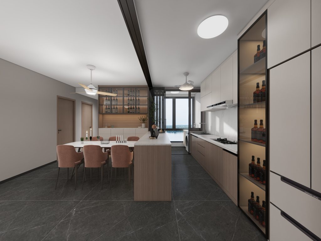 Dining Cabinet  with Glass Door (5 feet)