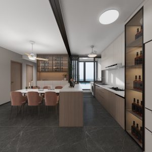 Dining Cabinet  with Glass Door (5 feet)