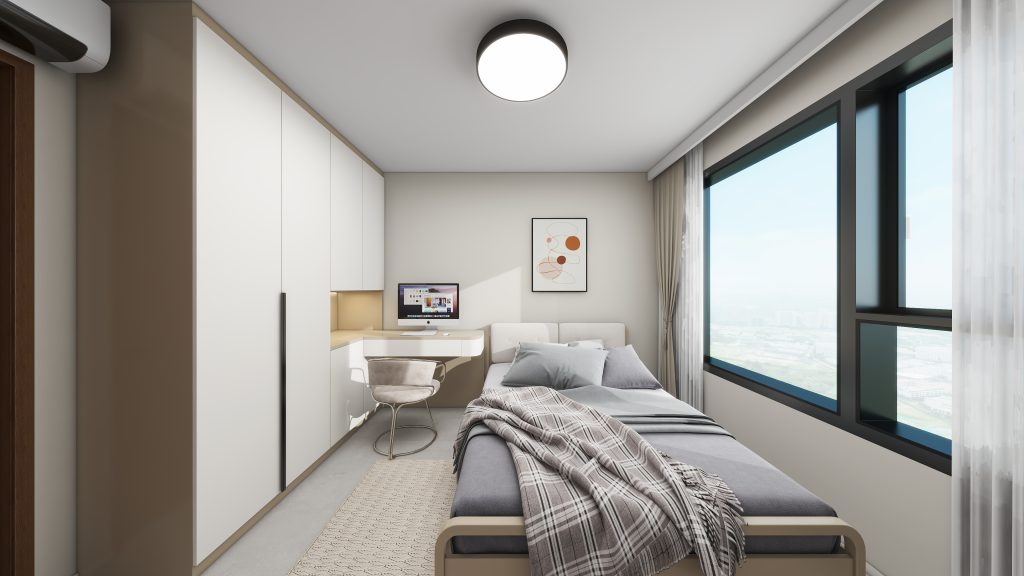 Bedroom 1 Casement Wardrobe with Study Table (8 feet)