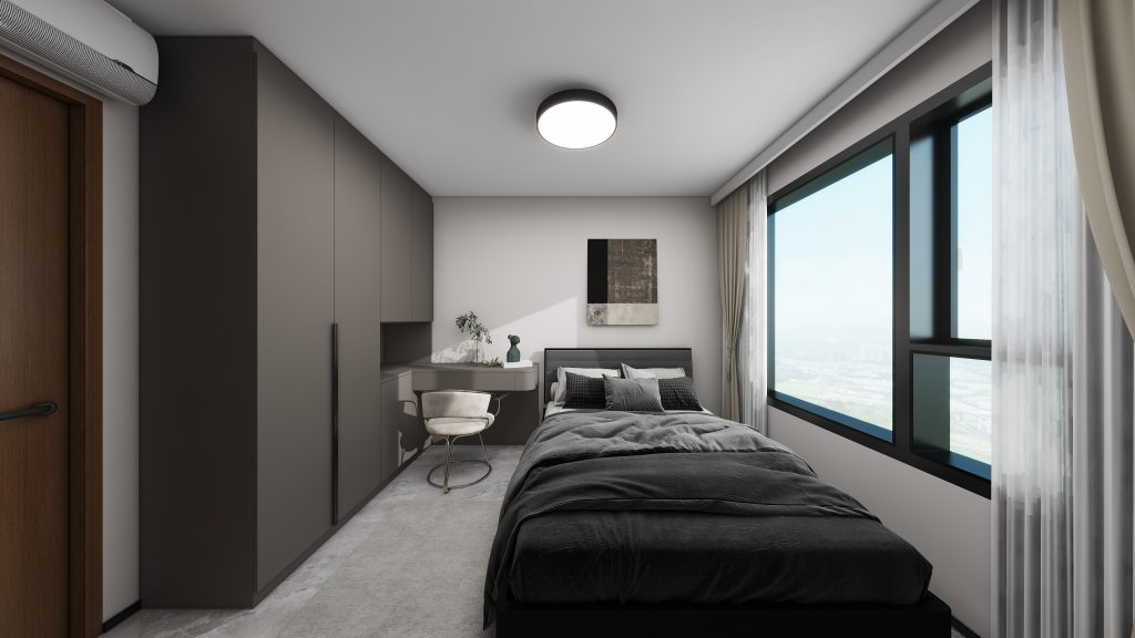 Bedroom 1 Casement Wardrobe with Study Table (8 feet)
