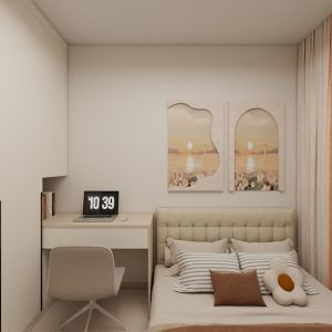 Bedroom 1 Casement Wardrobe with Study Table (7 feet)
