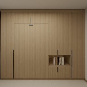 Bedroom 2 Space Saving Beds with Casement Wardrobe with Open Shelves  (11.5  feet)