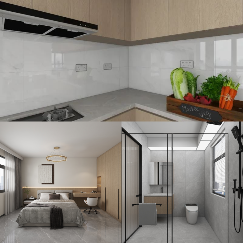 Punggol Point Cove 4-Room Design C (Kitchen, Master Bedroom, and Bathroom Cabinets)