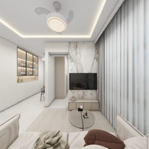 Living Suspended Tv Console with Feature Wall (4 feet)