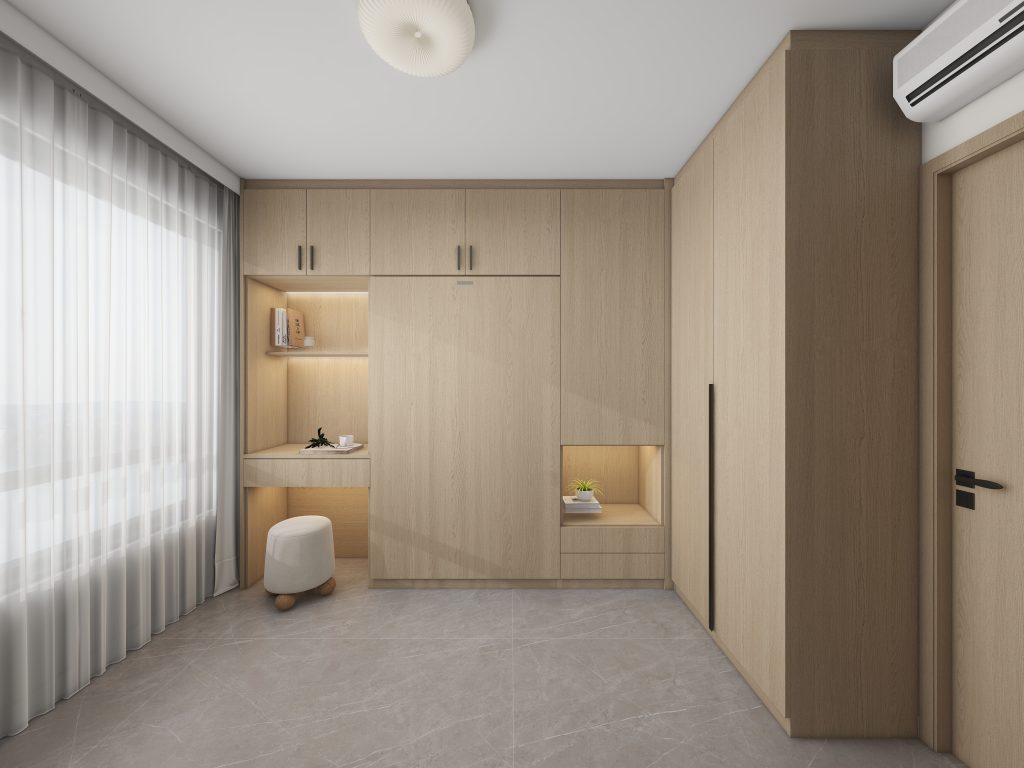 Bedroom 2 Space Saving Beds with Casement Wardrobe with Open Shelves (14.5 feet)