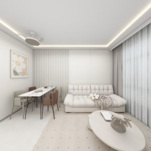Living sofa behind Feature Wall