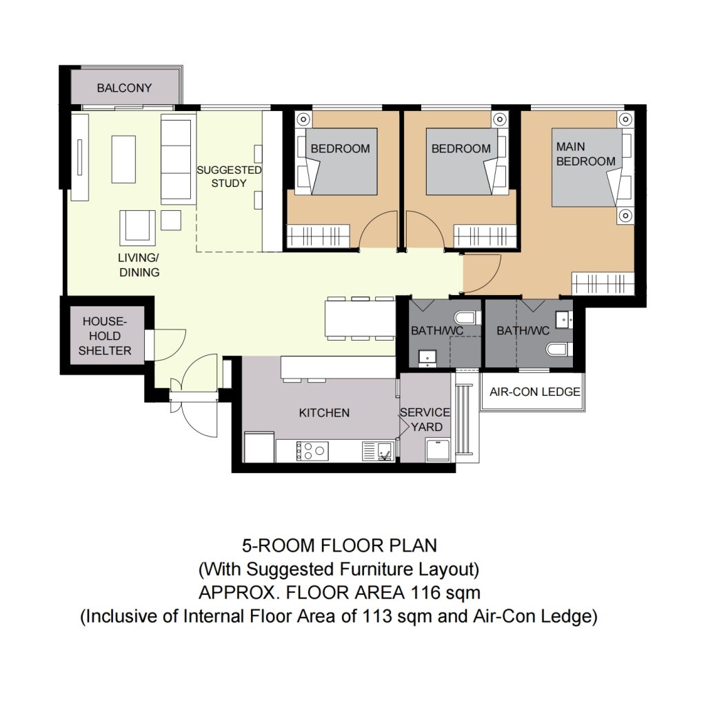 Pasir Ris Costa Grove 4-Room  Design A (Kitchen, Master Bedroom, and Bathroom Cabinets)