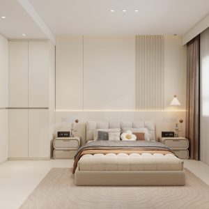 Master Bedroom Bedhead with LED light & Feature wall (15.5sqft)