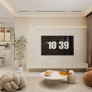 Living Suspended Tv Console & Tv Feature Wall (11 feet)