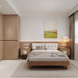 Master Bedroom Bedhead with LED light & Feature wall (42 sqft)