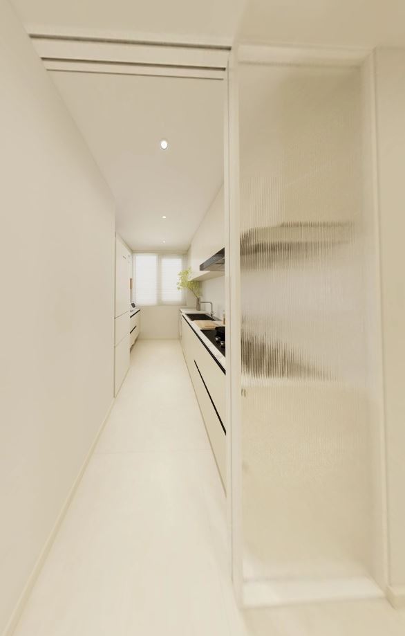 Kitchen Entrance Aluminium Frame Sliding Glass Door (4.5 feet)