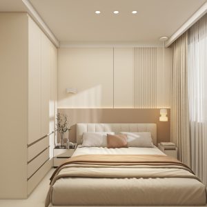 Master Bedroom Bedhead with LED light & Feature wall (69 sqft)
