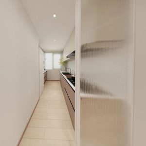 Kitchen Entrance Aluminium Frame Sliding Glass Door (4.5 feet)