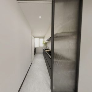 Kitchen Entrance Aluminium Frame Sliding Glass Door (4.5 feet)