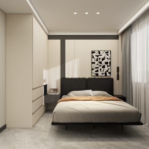 Master Bedroom Bedhead with LED light & Feature wall (69 sqft)