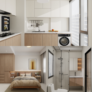 Tengah Parc Residences 3-Room Design B (Kitchen, Master Bedroom, and Bathroom Cabinets)