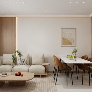 Living sofa behind Feature Wall