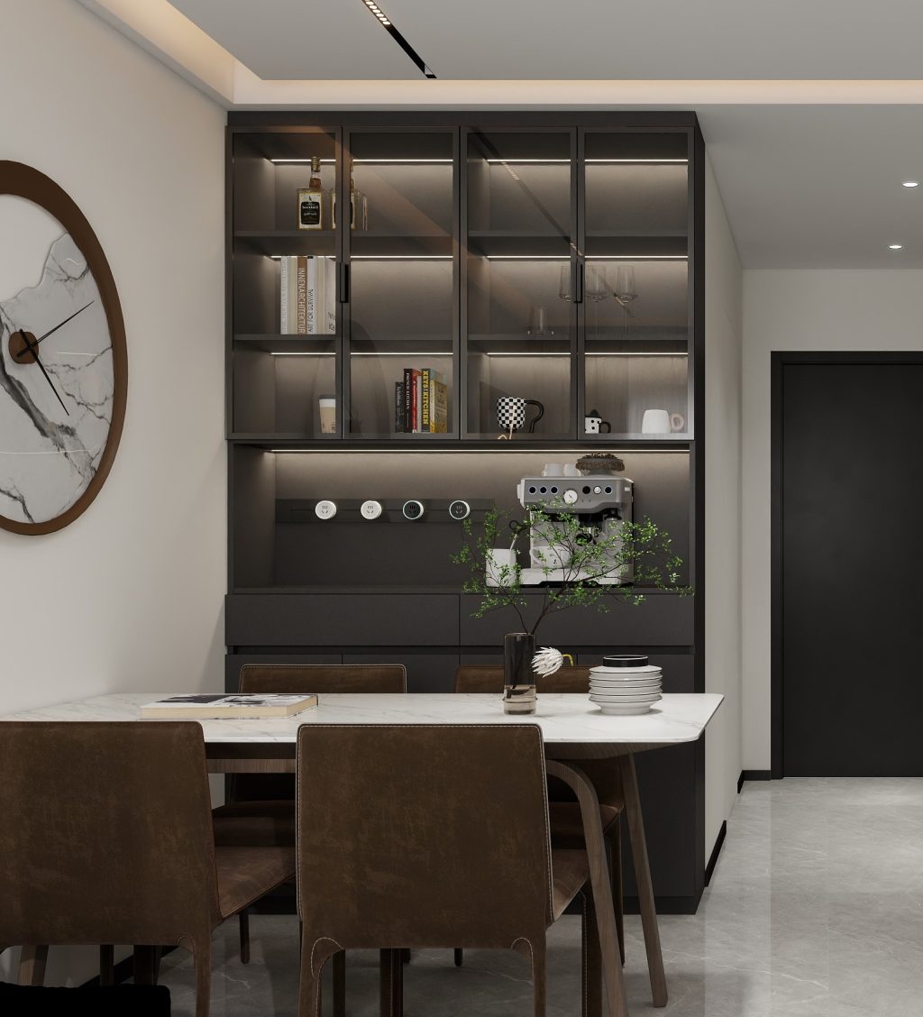 Dining Full Height Storage & Display cabinet with glass door  (5 feet)