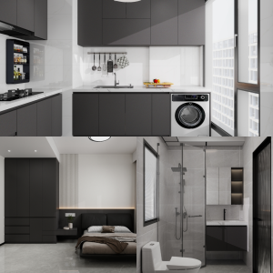 Tengah Parc Residences 3-Room Design C (Kitchen, Master Bedroom, and Bathroom Cabinets)