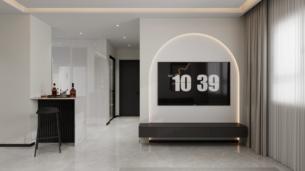 Living Suspended Tv Console & Feature Wall  (6.5 feet)