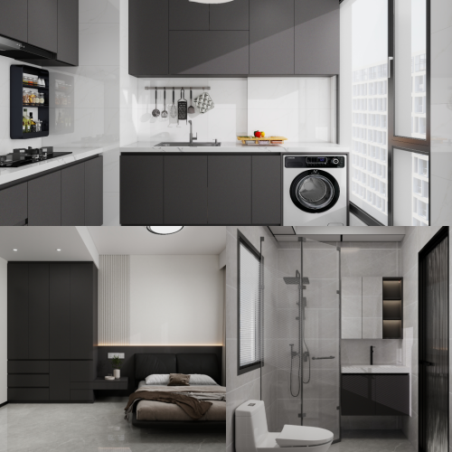 Tengah Parc Residences 3-Room Design C (Kitchen, Master Bedroom, and Bathroom Cabinets)