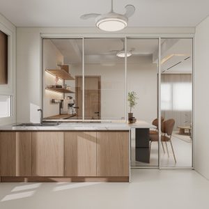 Kitchen Island Aluminium Frame Folding Window and Door (9 feet)