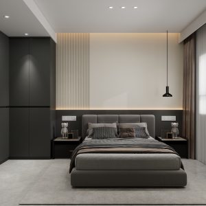 Master Bedroom Bedhead with LED light & Feature wall (15.5sqft)