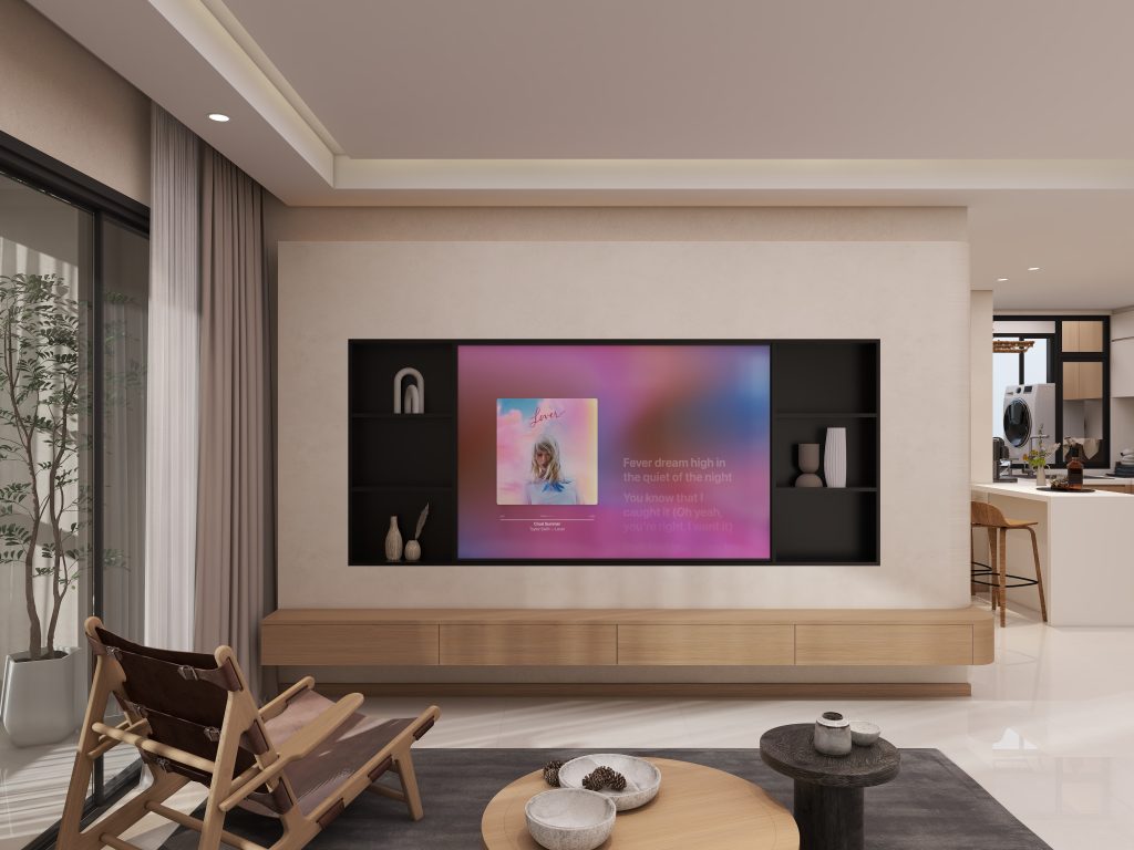 Living Suspended Tv Console & Tv Feature Wall & Full height storage & display cabinet  (7.5 feet)