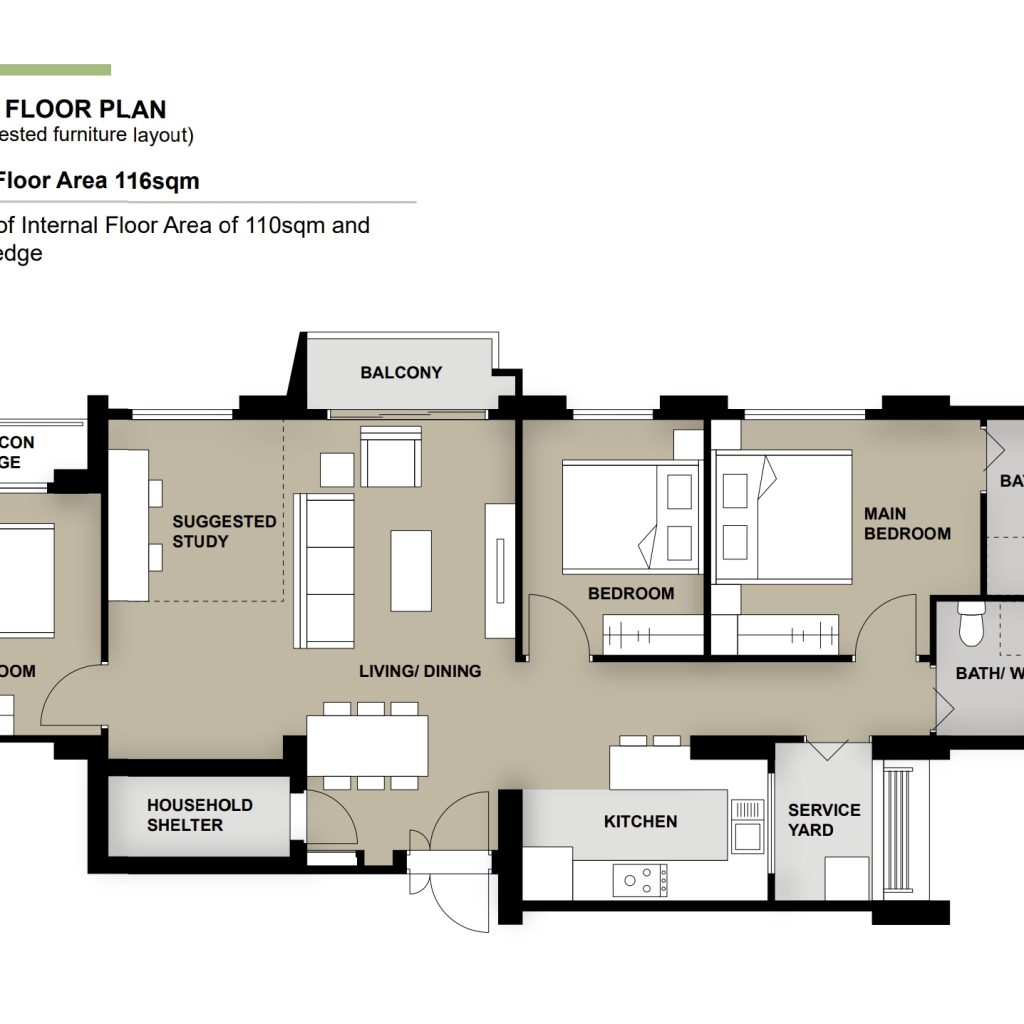 Tampines Green Jade 4-Room  Design A (Kitchen, Master Bedroom, and Bathroom Cabinets)