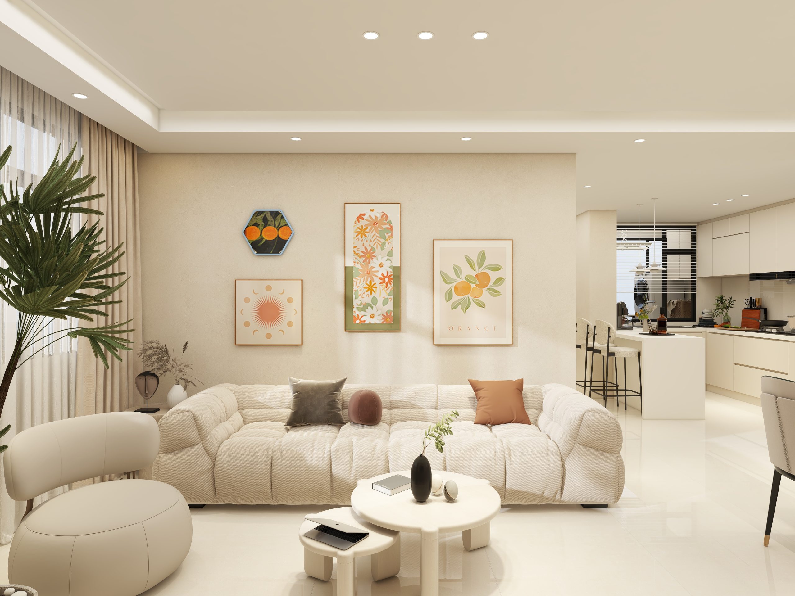 Modern BTO renovation with custom-built kitchen and living area by HDB Group Reno