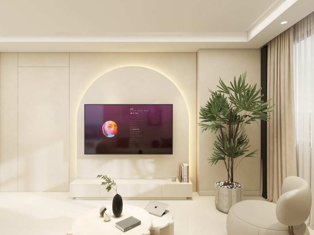 Living Suspended Tv Console & Tv Feature Wall (7 feet)