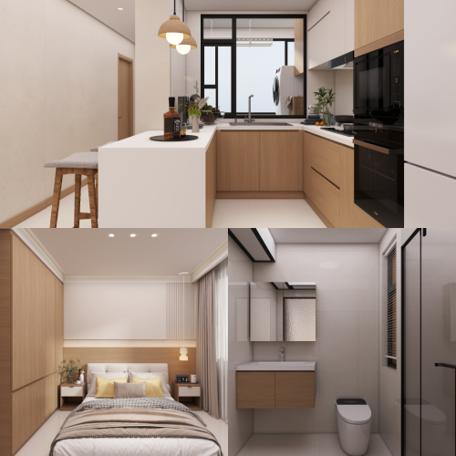 Tampines Green Jade 4-Room  Design B (Kitchen, Master Bedroom, and Bathroom Cabinets)