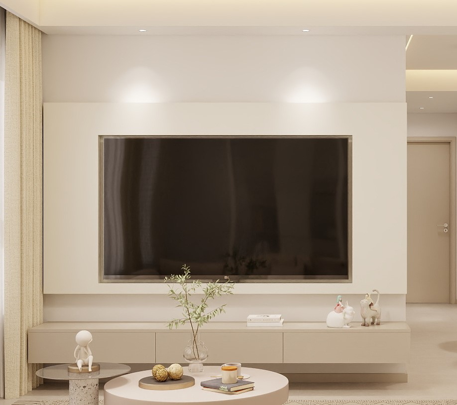 Living Suspended Tv Console & Tv Feature Wall (8 feet)
