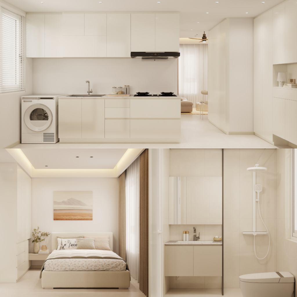 Woodlands Urban Ville 2-Room  Area 1 Design A (Kitchen, Master Bedroom, and Bathroom Cabinets)