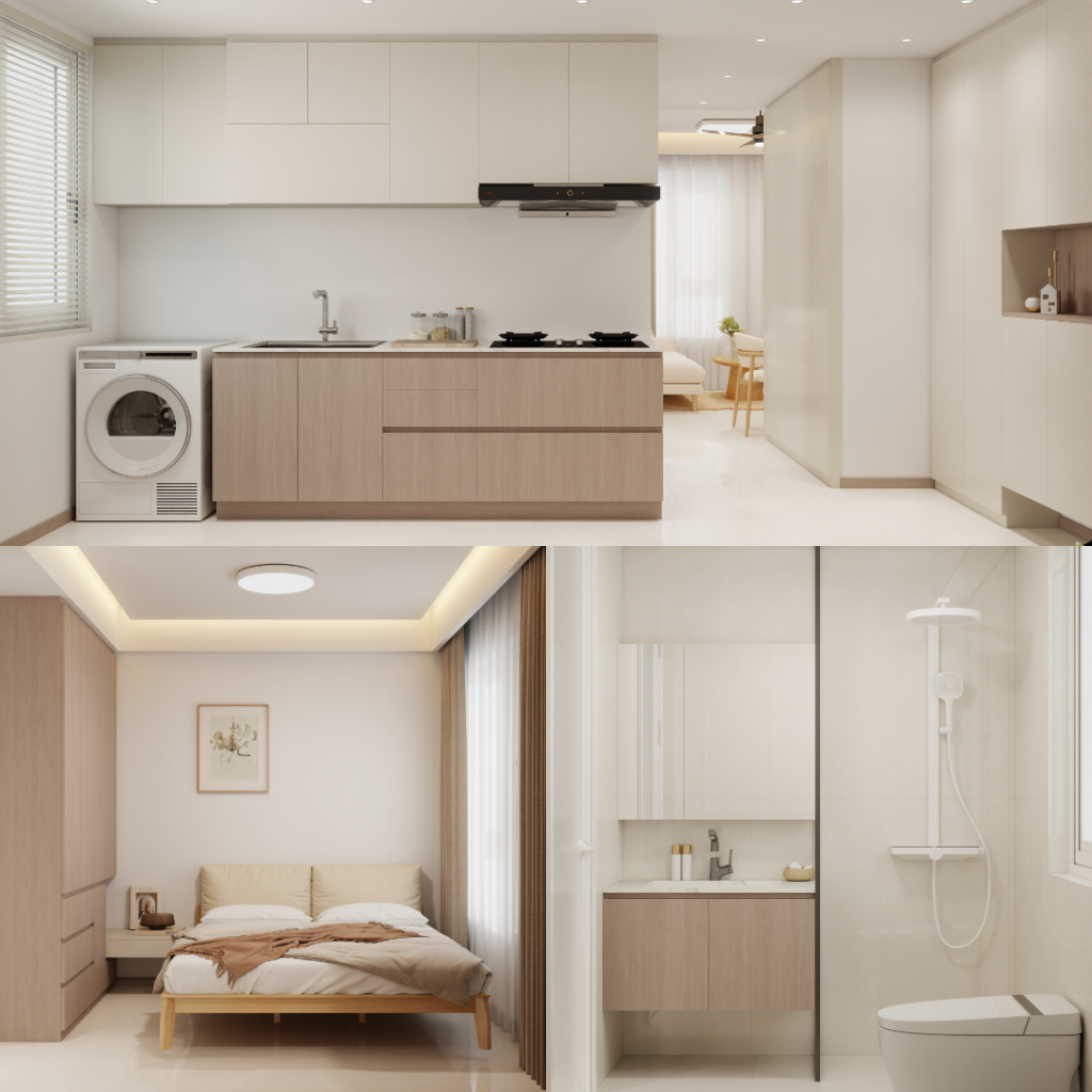 Woodlands Urban Ville 2-Room  Area 1 Design B (Kitchen, Master Bedroom, and Bathroom Cabinets)