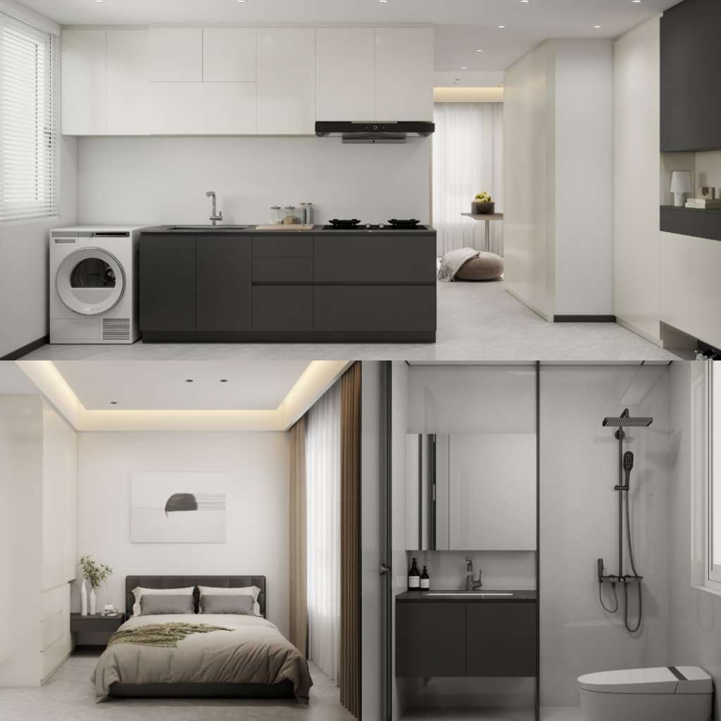 Woodlands Urban Ville 2-Room  Area 1 Design C (Kitchen, Master Bedroom, and Bathroom Cabinets)