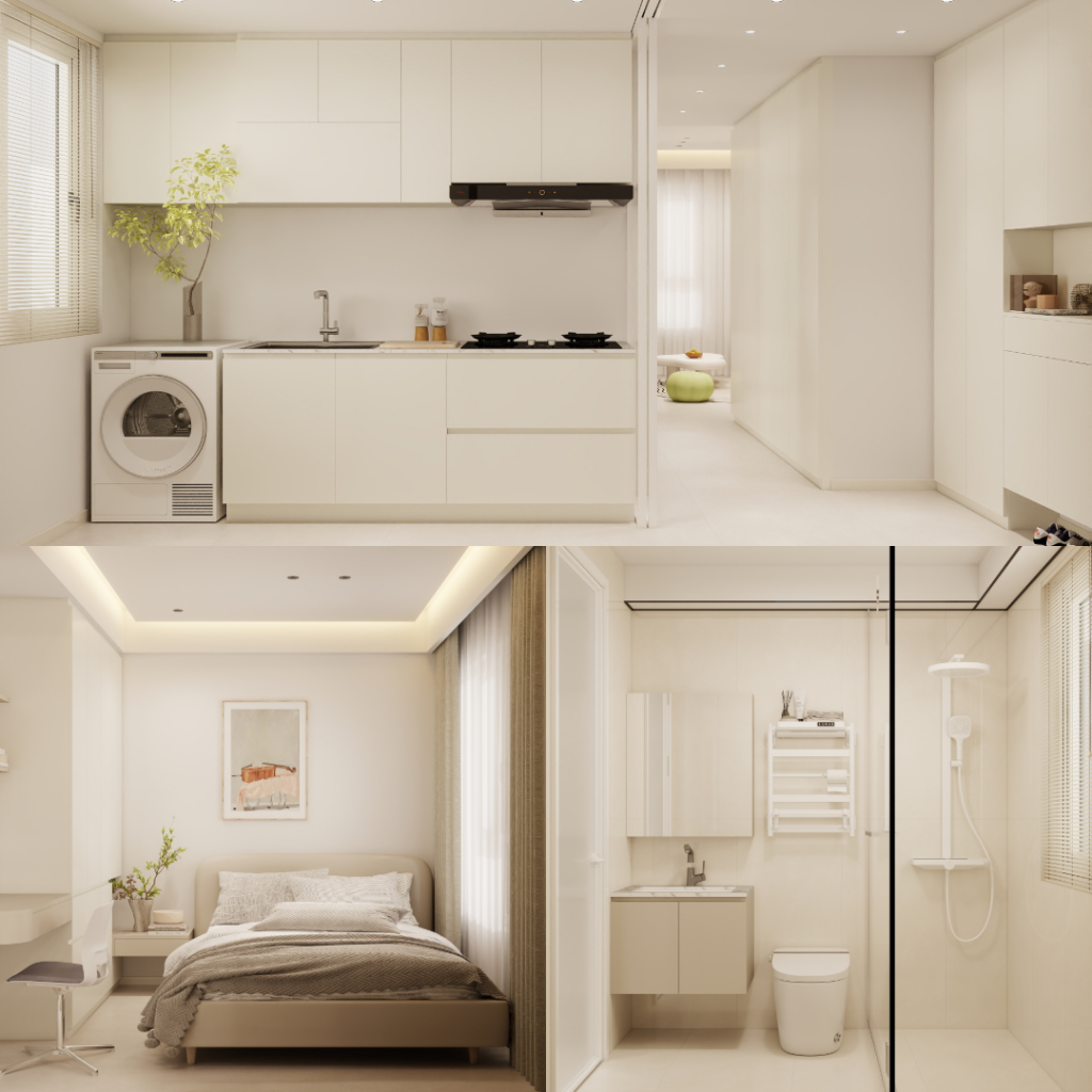 Woodlands Urban Ville 2-Room  Area 2 Design A (Kitchen, Master Bedroom, and Bathroom Cabinets)